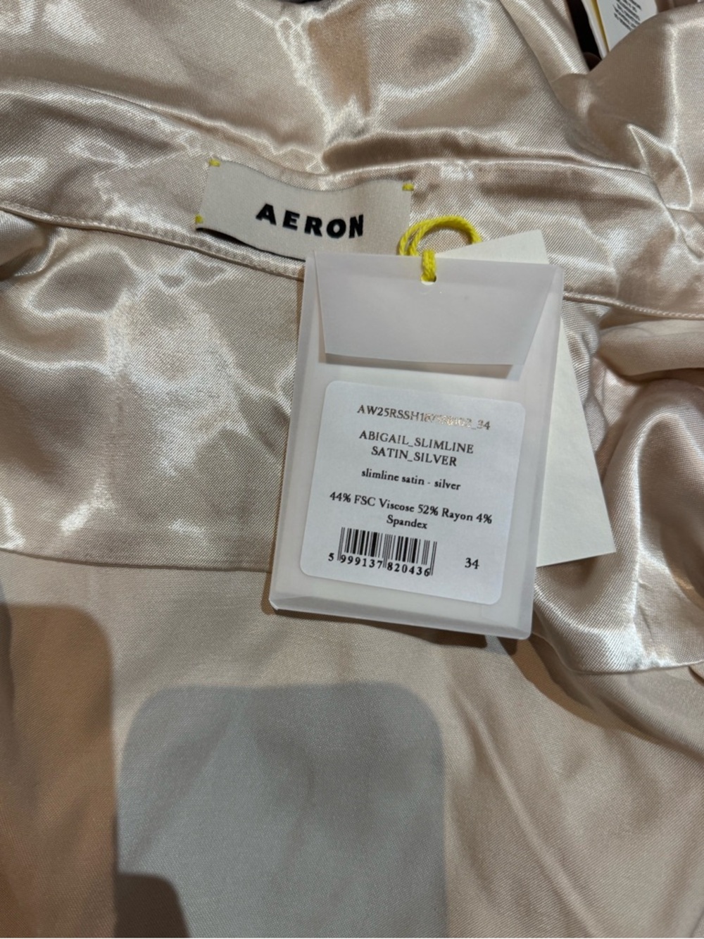 Aeron Abigail Satin Oversized Button-Up Shirt in Silver / shiny Crème - Picture 8 of 8